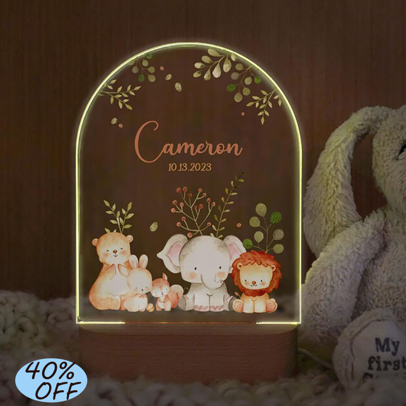 Baby Nursery Boy - Nome personalizado luz da noite do