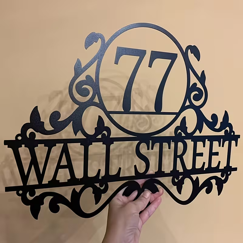 Baby Nursery Name Sign - Placa de Metal Personalizada com Número