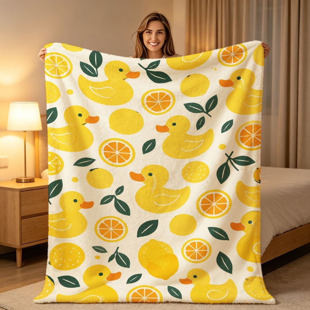 Baby Nursery Yellow - Manta decorativa com estampa de patinho