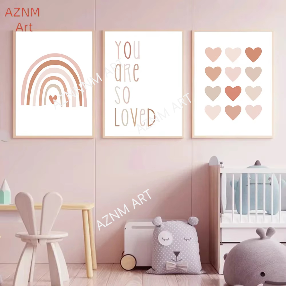 Baby Nursery Girl - 1/3 pçs, desenho animado coração arco-íris