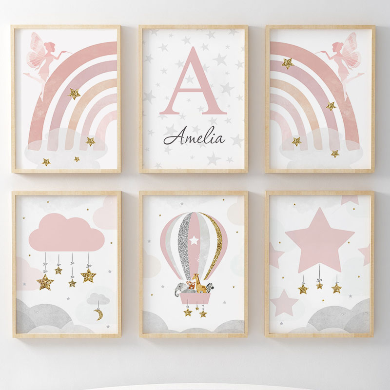 Baby Nursery Girl - Arte de Parede Rosa Anjo Menina