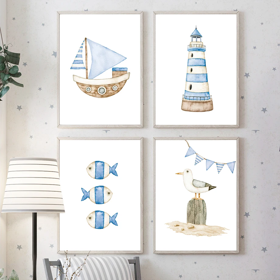Baby Nursery Pictures - Pôsteres e impressões náuticas de farol