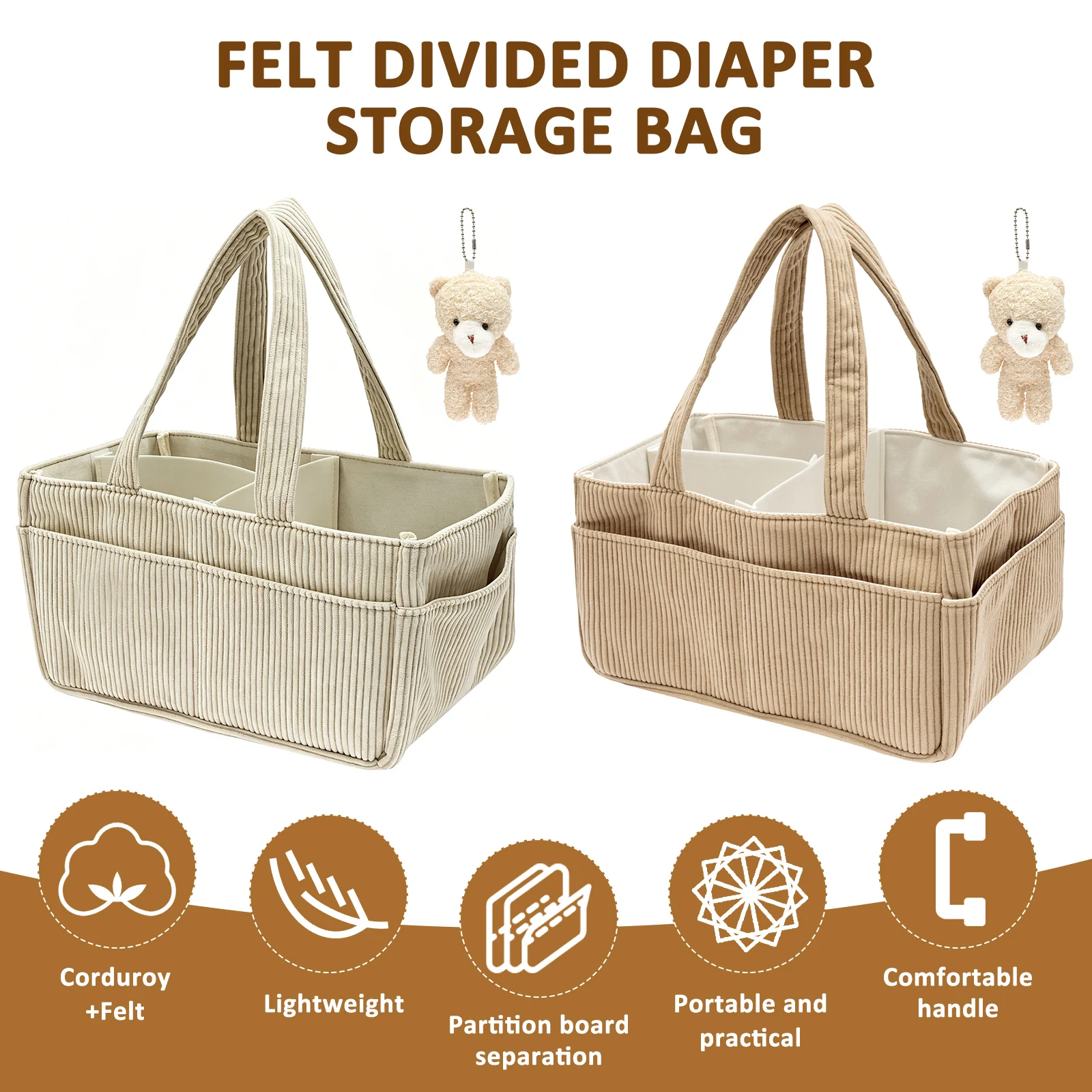 Diaper Caddy Organizer - Bolsa de Maternidade Portátil para Viagem,