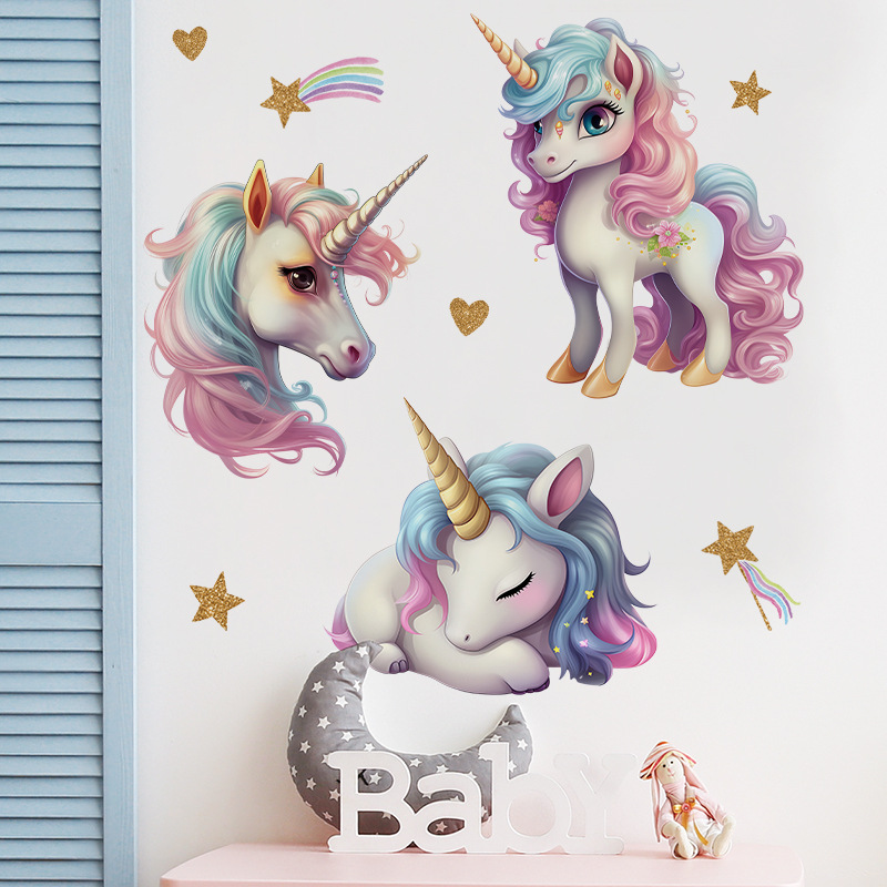 Baby Nursery Ideas Girl - Unicórnio decorativo vinil criança adesivos de