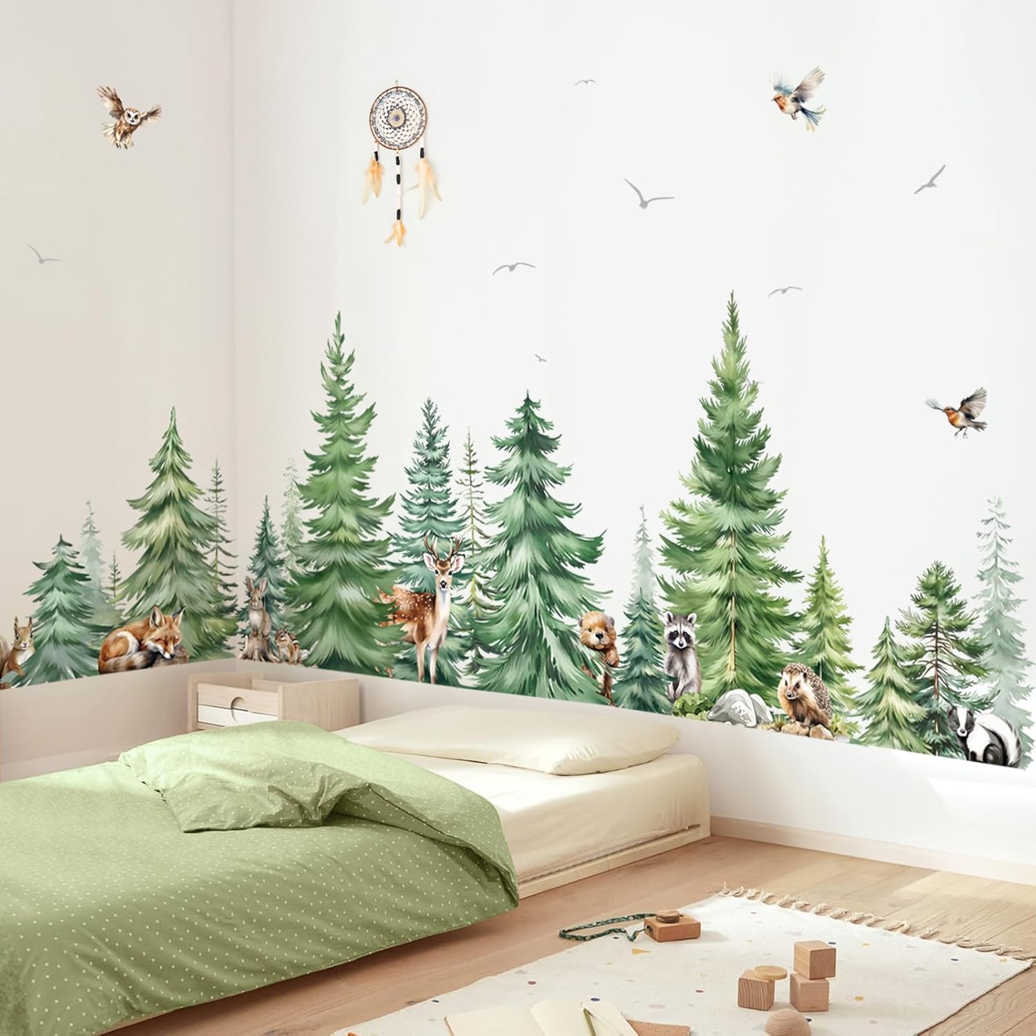 Baby Nursery Tree - Grande aquarela pinheiro animais adesivos de