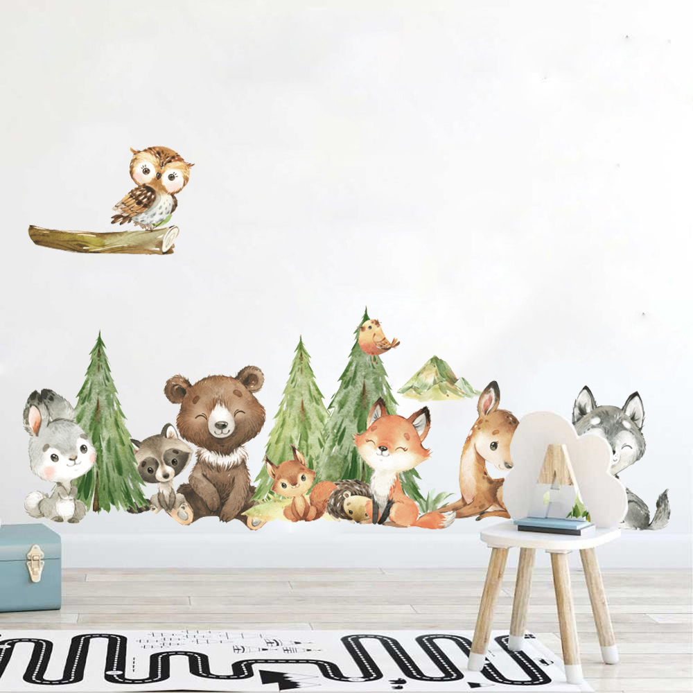 Baby Nursery Tree - Adesivo de parede de desenho animado,