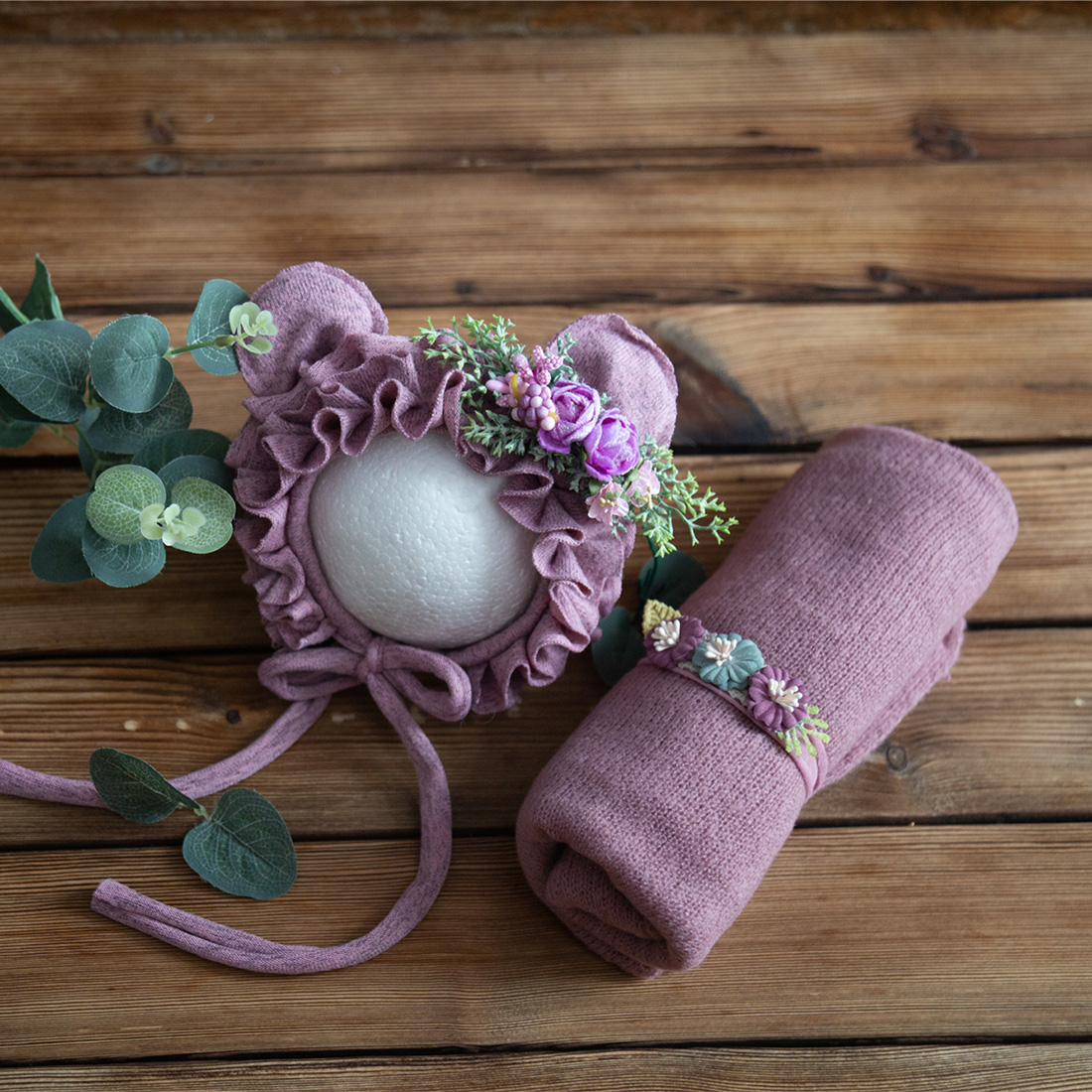 Baby Nursery Set - Recém-nascido estiramento malha mohair envoltório renda