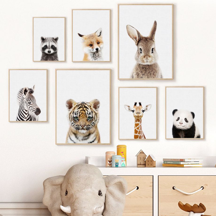 Baby Nursery Baby - Baby Animals Nursery Posters, Leão, Tigre,