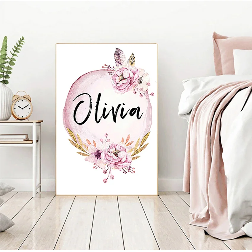 Baby Nursery Name Wall Art - Quadros Decorativos para Quarto Infantil: Pintura