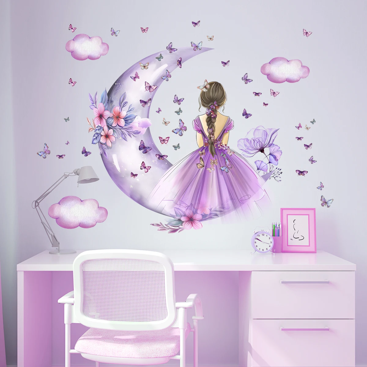Baby Nursery Ideas Girl - Menina lua borboletas adesivos de parede