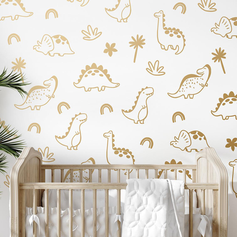 Baby Nursery Tree - Dinossauro Geométrico Árvore Arco-íris Adesivo de