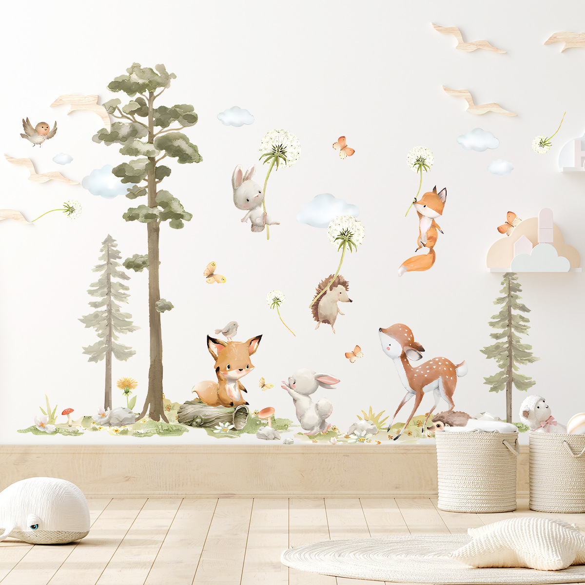 Baby Nursery Tree - Adesivos de parede de animais da
