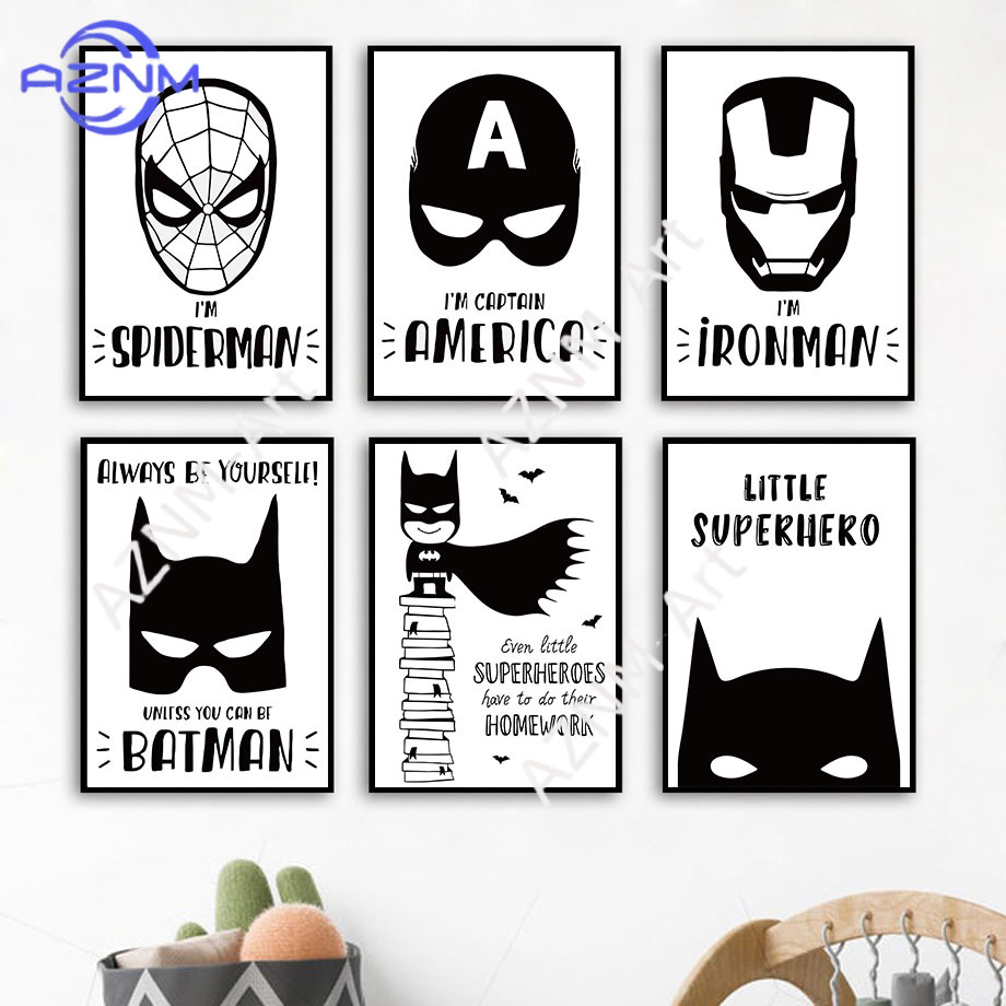 Baby Nursery Boy - Pintura em tela para parede, morcego,