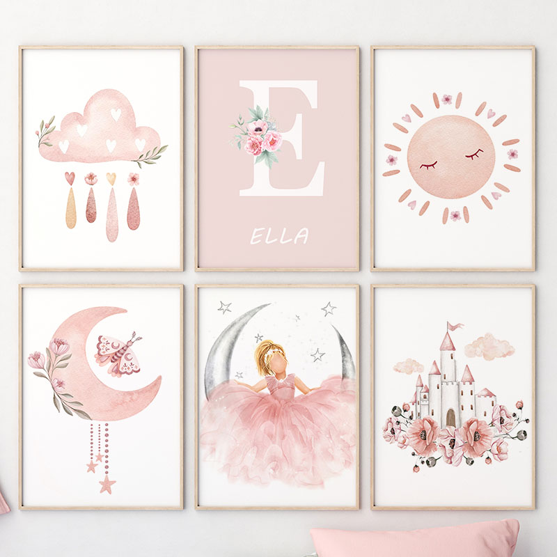 Rosa anjo menina sol lua nuvem - Baby Nursery Pictures avaliação e preço