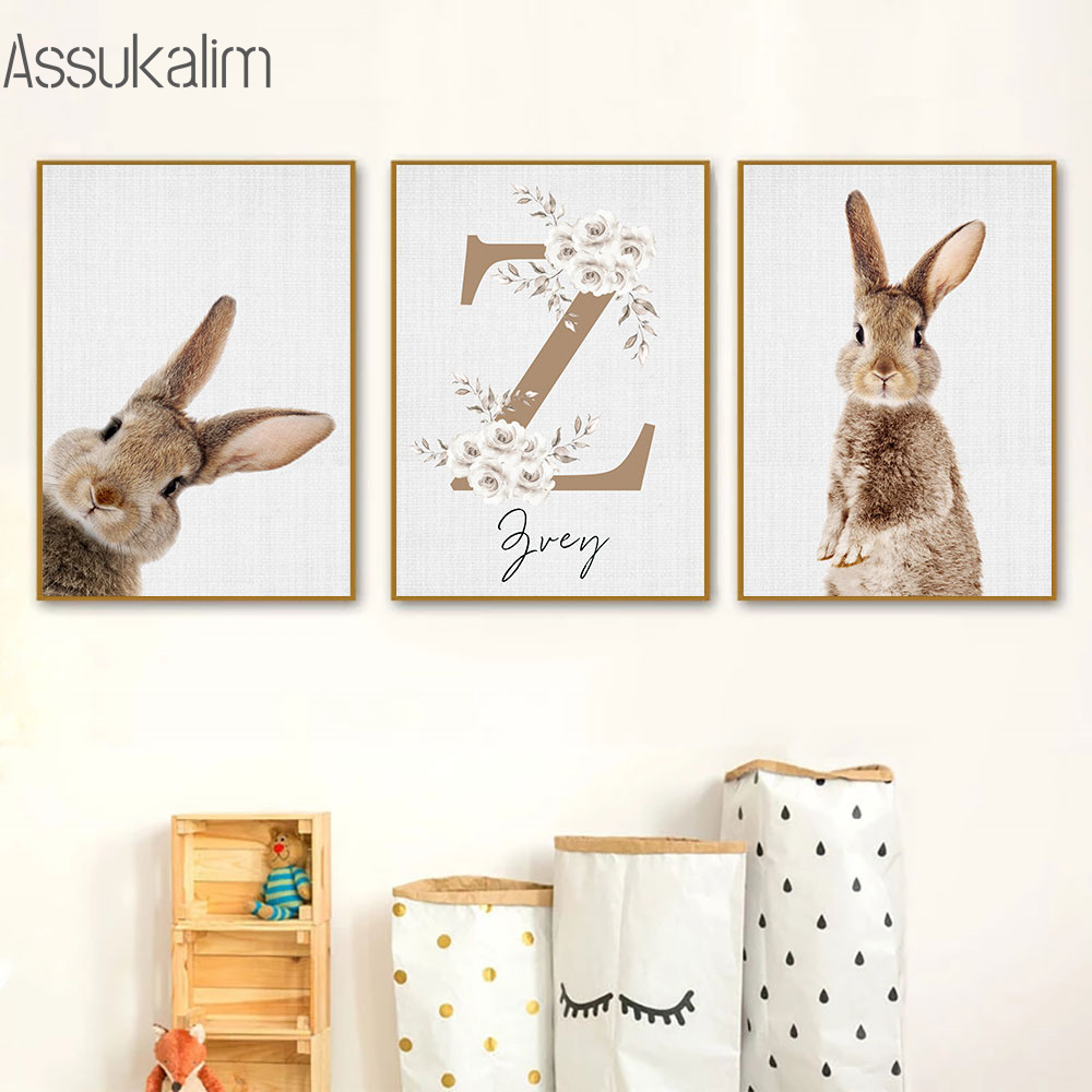 Coelho pintura da lona nome pe - Baby Nursery Name Wall Art avaliação e preço