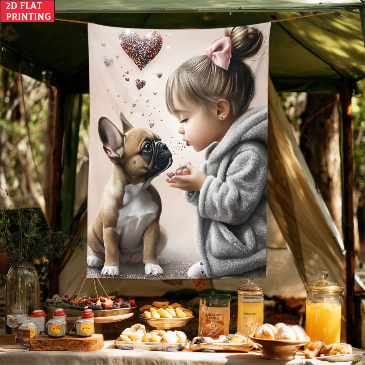 Menina com buldogue francês fi - Baby Nursery Girl avaliação e preço