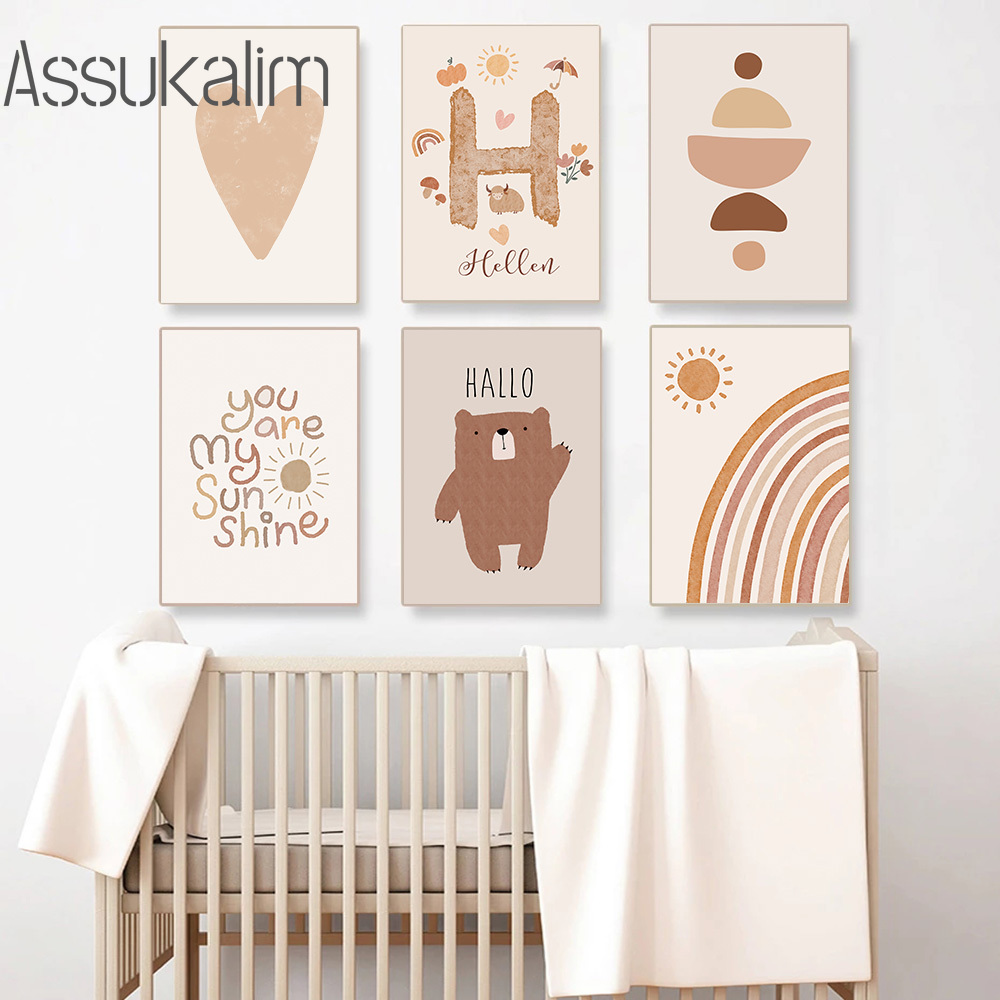 Boho Wall Art Bege Canvas Post - Baby Nursery Name Wall Art avaliação e preço