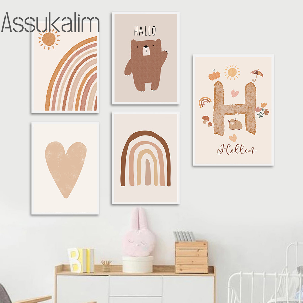 Boho Wall Art Bege Canvas Post - Baby Nursery Name Wall Art avaliação e preço