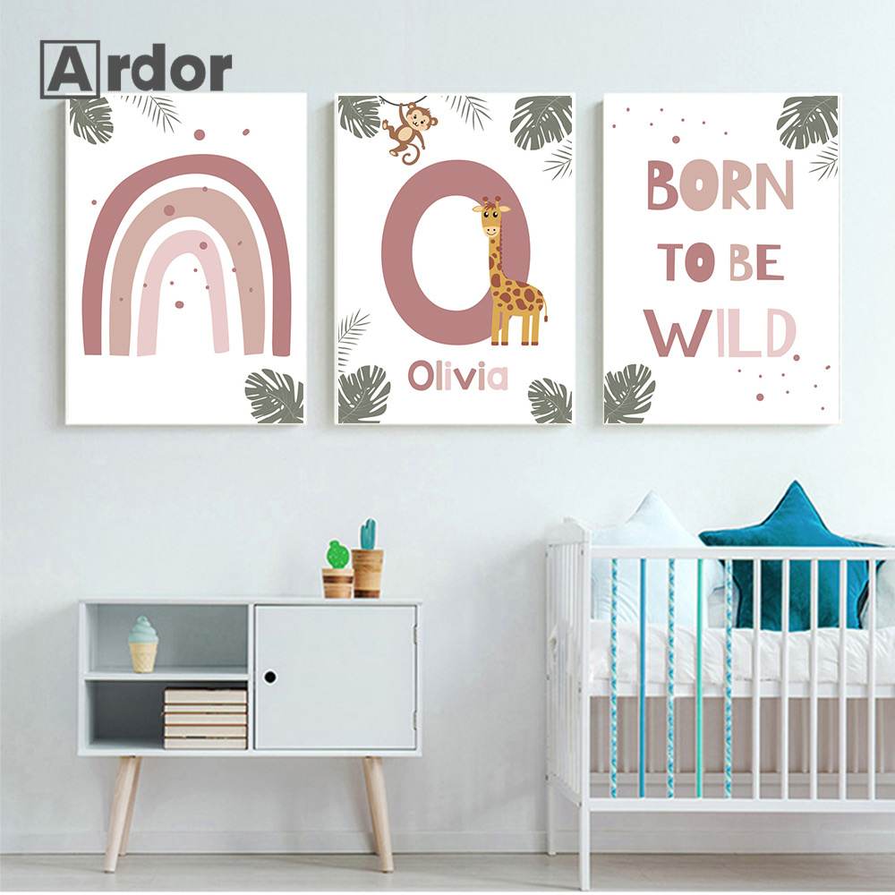 Pôsteres de animais da selva n - Baby Nursery Name Wall Art avaliação e preço