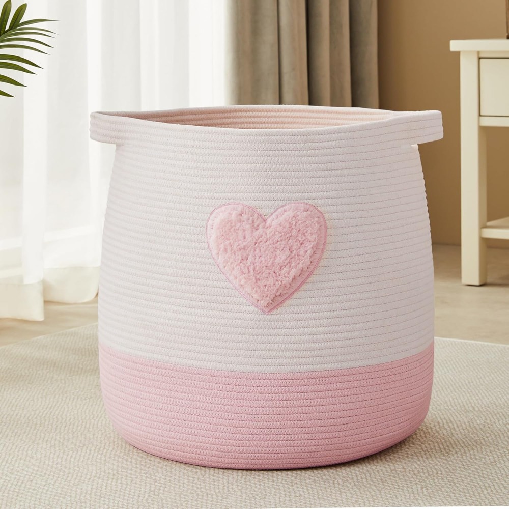 Cesto de lavanderia rosa para  - Baby Nursery Girl avaliação e preço