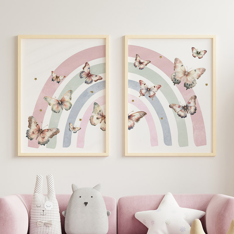 Rosa arco-íris borboleta nome  - Baby Nursery Name Wall Art avaliação e preço