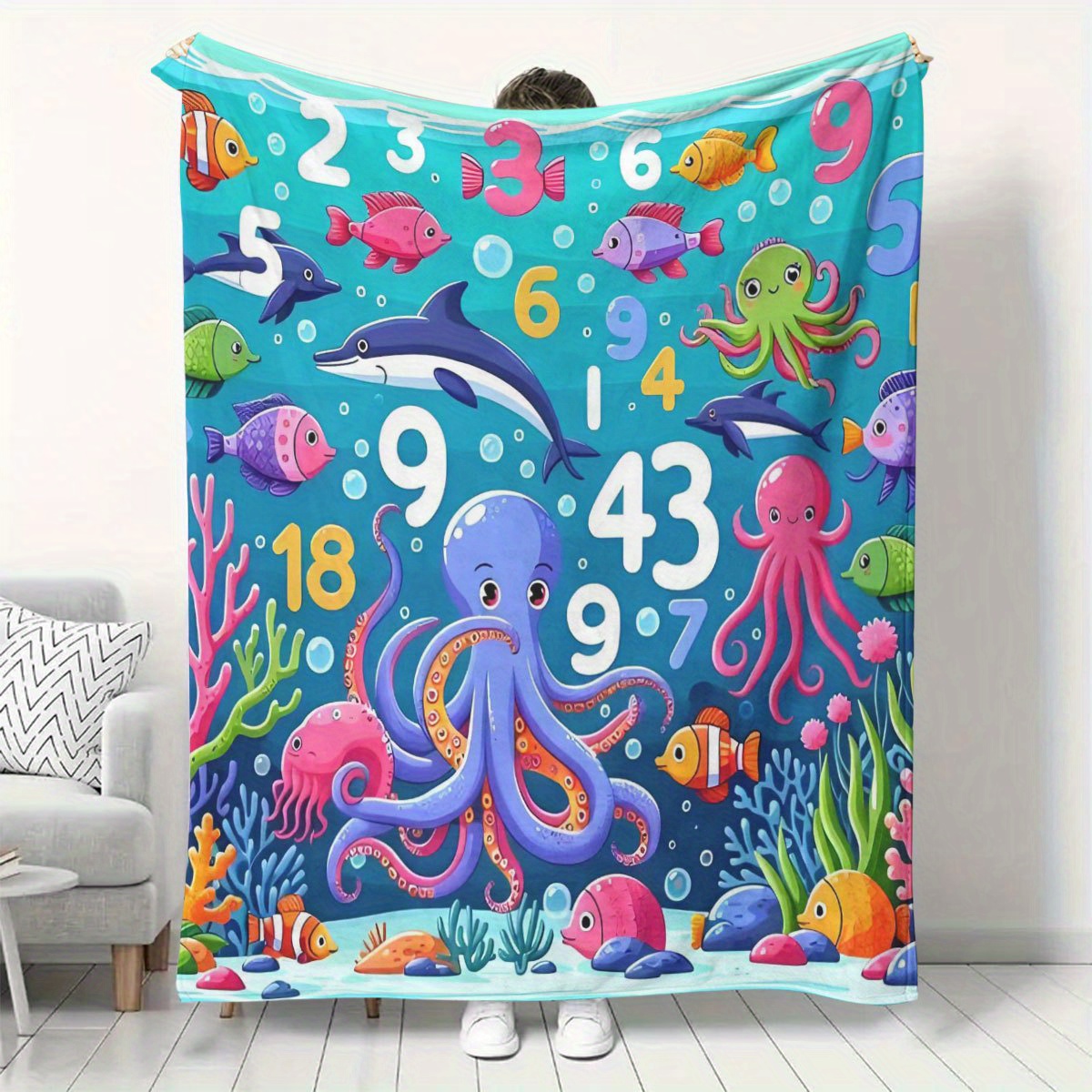 Manta Decorativa Vibrante com  - Baby Nursery Ocean Theme avaliação e preço