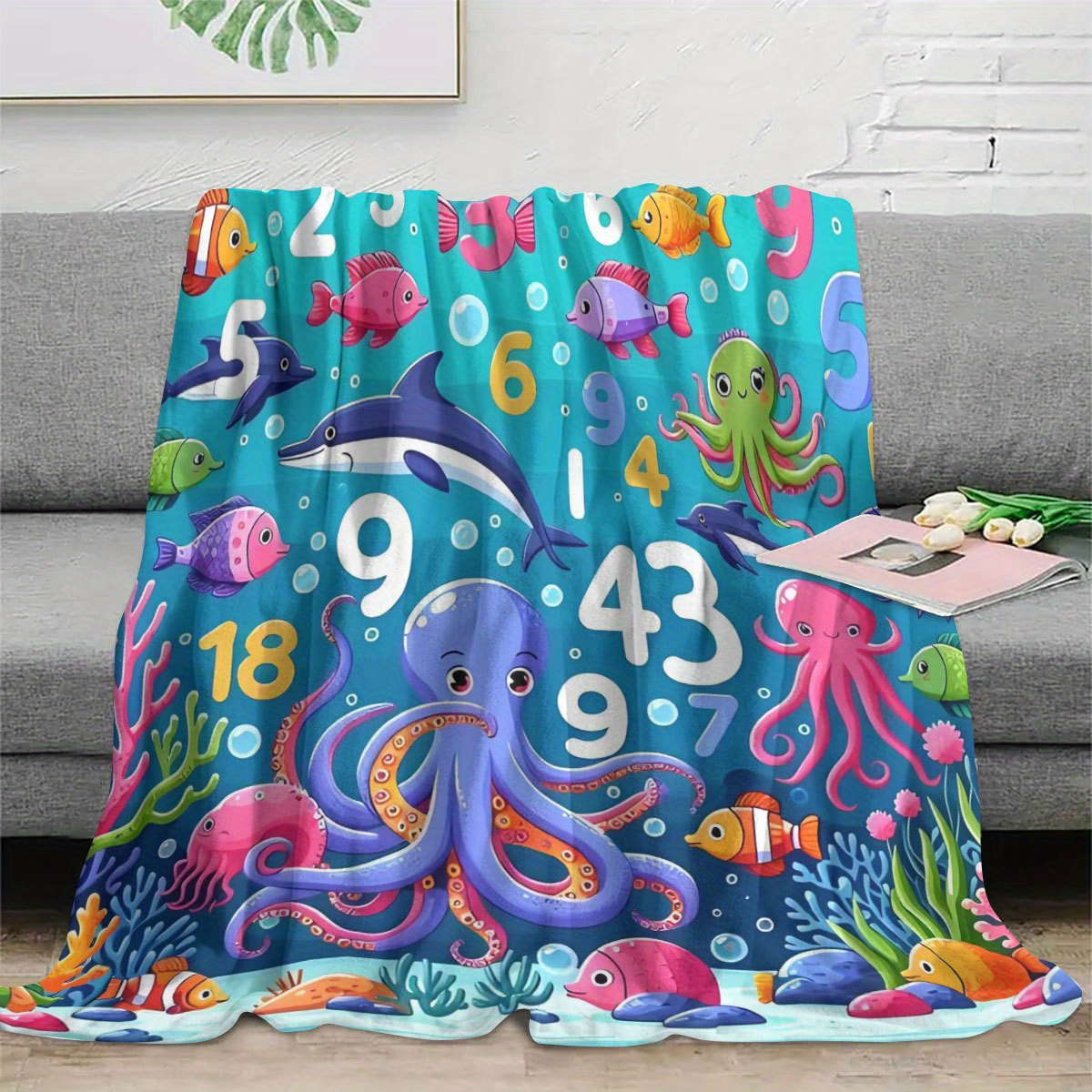Manta Decorativa Vibrante com  - Baby Nursery Ocean Theme avaliação e preço